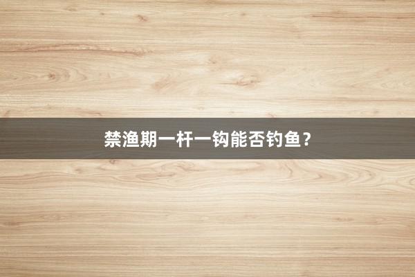 禁渔期一杆一钩能否钓鱼？
